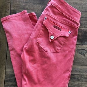 Hudsen coral cropped skinny jeans